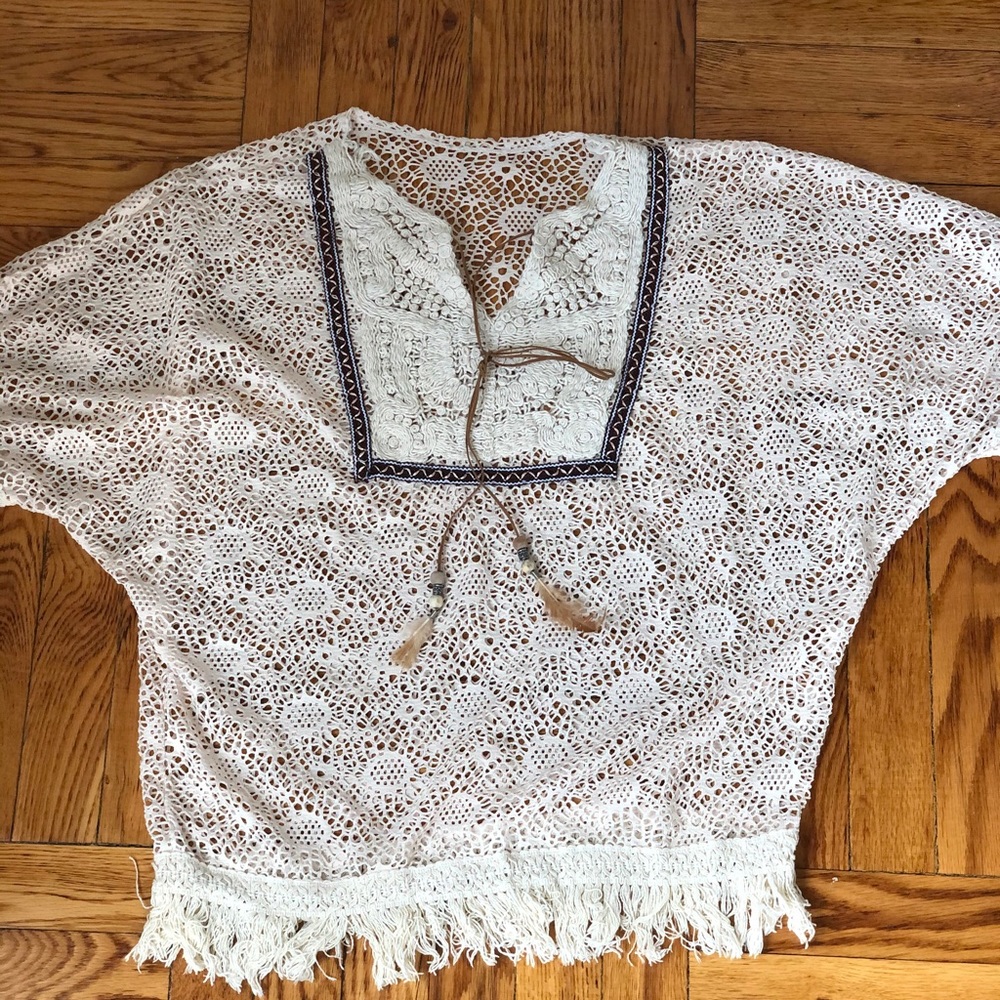 Boho handmade lace beach shirt